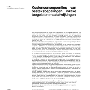 Kostenconsequenties van besteksbepalingen inzake toe