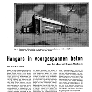 Hangars in voorgespannen beton voor het vliegveld Brussel-Melsbroek