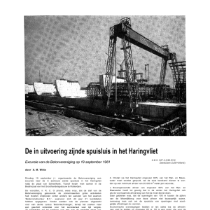 De in uitvoering zijnde spuisluis in het Haringvliet