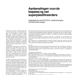 Aanbevelingen voor de toepassing van superplastificee