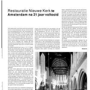Restauratie Nieuwe Kerk te Amsterdam na 21 jaar volto