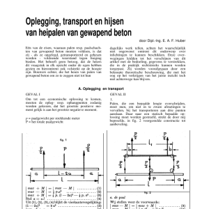 Oplegging, transport en hijsen van heipalen van gewapend beton