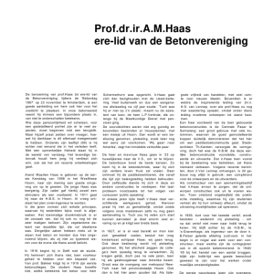 Prof dr ir AM Haas ere-lid van de Betonvereniging