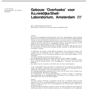 Gebouw 'Overhoeks' voor Koninklijke Shell-laboratorium, Amsterdam (I)