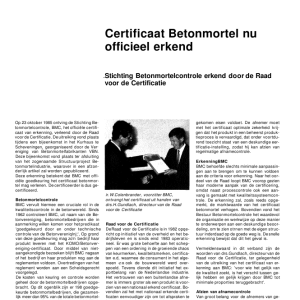 Certificaat Betonmortel nu officieel erkend