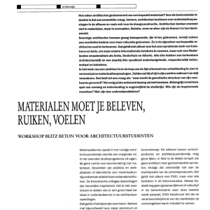 Materialen moet je beleven, ruiken, voelen