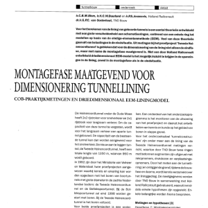 Montagefase maatgevend voor dimensionering tunnellini