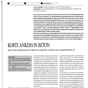 Korte ankers in beton