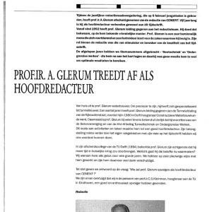 Prof ir A Glerum treedt af als hoofdredacteur