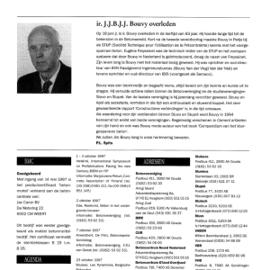 Ir JJBJJ Bouvy overleden