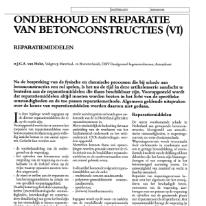 Onderhoud en reparatie van betonconstructies (VI)