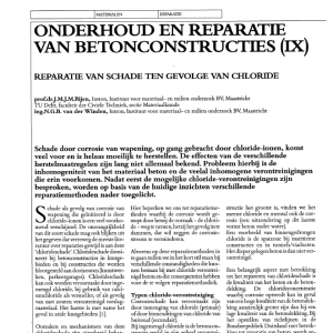 Onderhoud en reparatie van betonconstructies (IX)