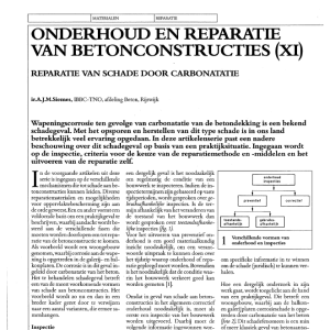 Onderhoud en reparatie van betonconstructies (XI)