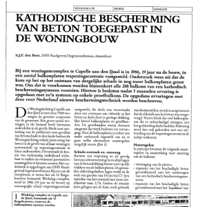 Kathodische bescherming van beton toegepast in de won