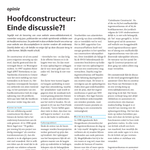 Hoofdconstructeur Einde discussie