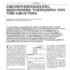 Grondvernageling, bijzondere toepassing van VHP-grout