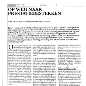 Op weg naar prestatiebestekken