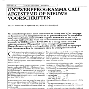 Ontwerpprogramma CALI afgestemd op nieuwe voorschrift
