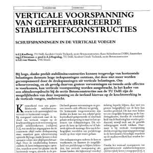 Verticale voorspanning van geprefabriceerde stabilit