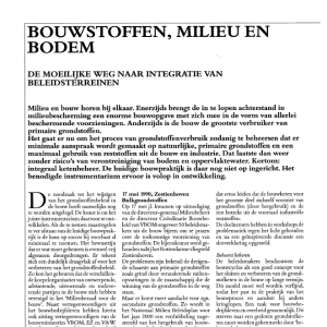 Bouwstoffen, milieu en bodem