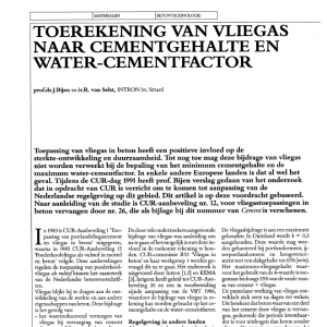 Toerekening van vliegas naar cementgehalte en water-cementfactor
