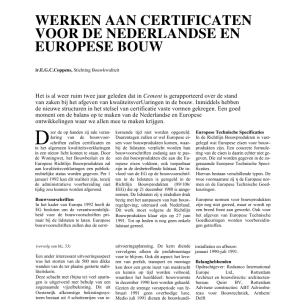 Werken aan certificaten voor de Nederlandse en Europese bouw