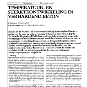 Temperatuur- en sterkteontwikkeling in verhardend bet