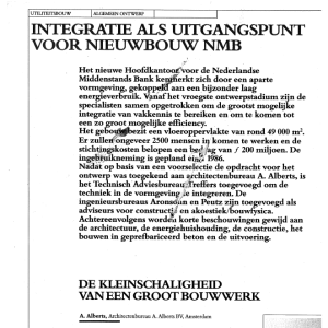 Integratie als uitgangspunt voor nieuwbouw NMB