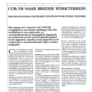 CUR-VB naar breder werkterrein