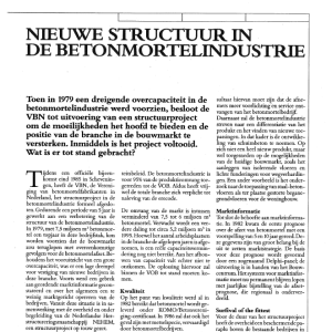 Nieuwe structuur in de betonmortelindustrie